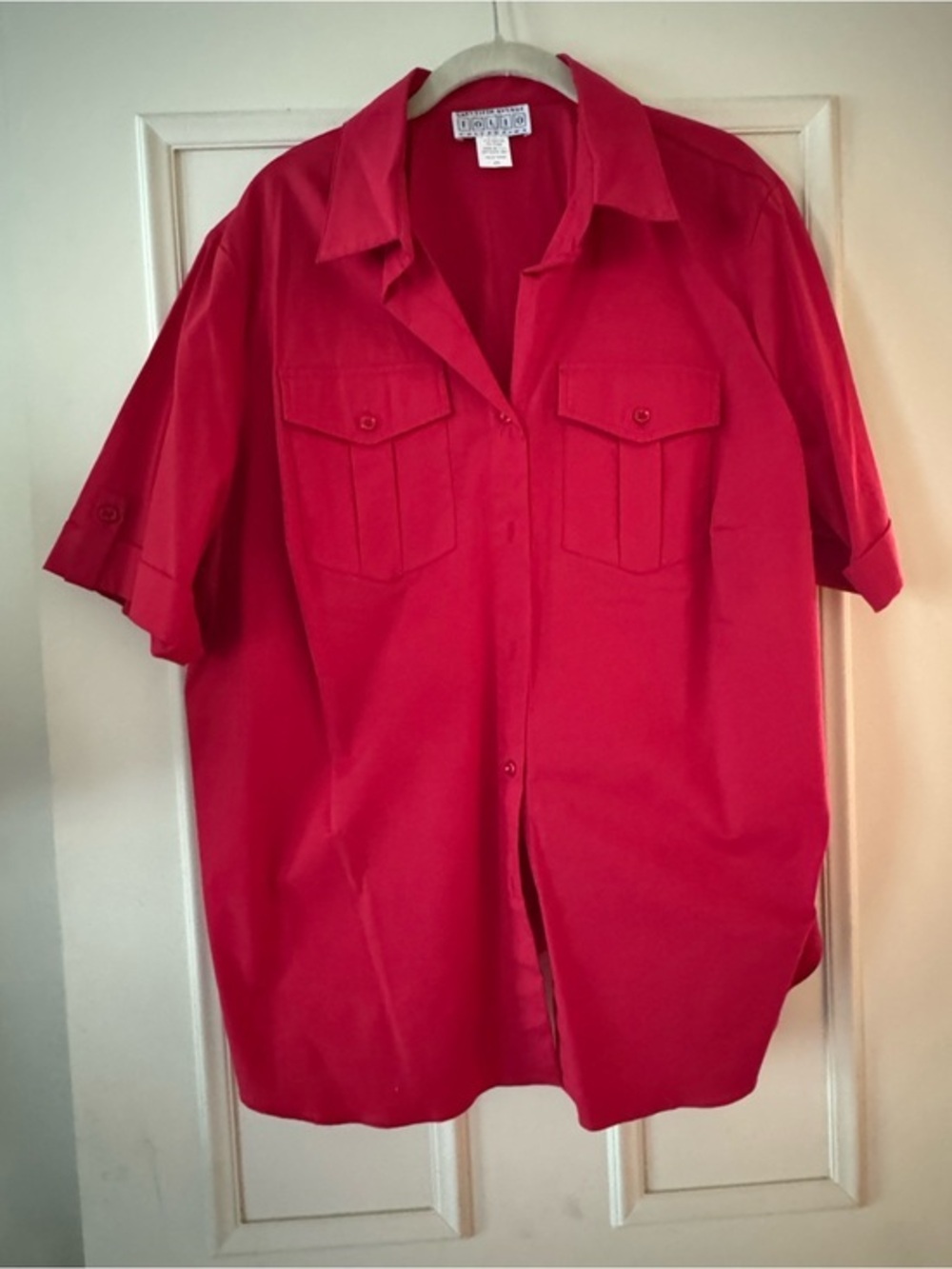 Saks Fifth Avenue Folio Red Short-Sleeve Button-Up Shirt Size 2x
